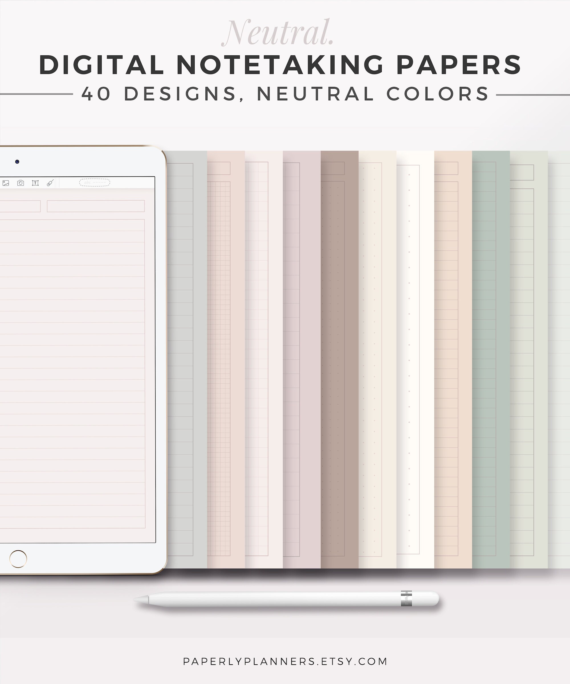 Pretty Colors For Notes NEUTRAL Digital Note Package | iPad Note Template Bundle, Aesthetic ...