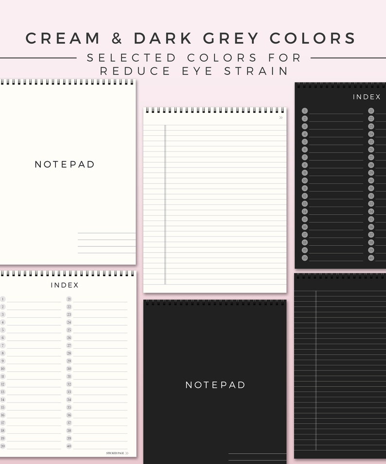 Mono Simple Ipad Notepad Set Digital Note Template Hyperlink Etsy