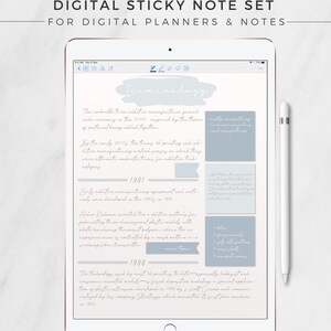 Ensemble de notes autocollantes numériques WINTER BLUE Notes autocollantes neutres, Notes autocollantes iPad, Planificateur numérique, GoodNotes, Notabilité, Marqueur de page numérique image 6