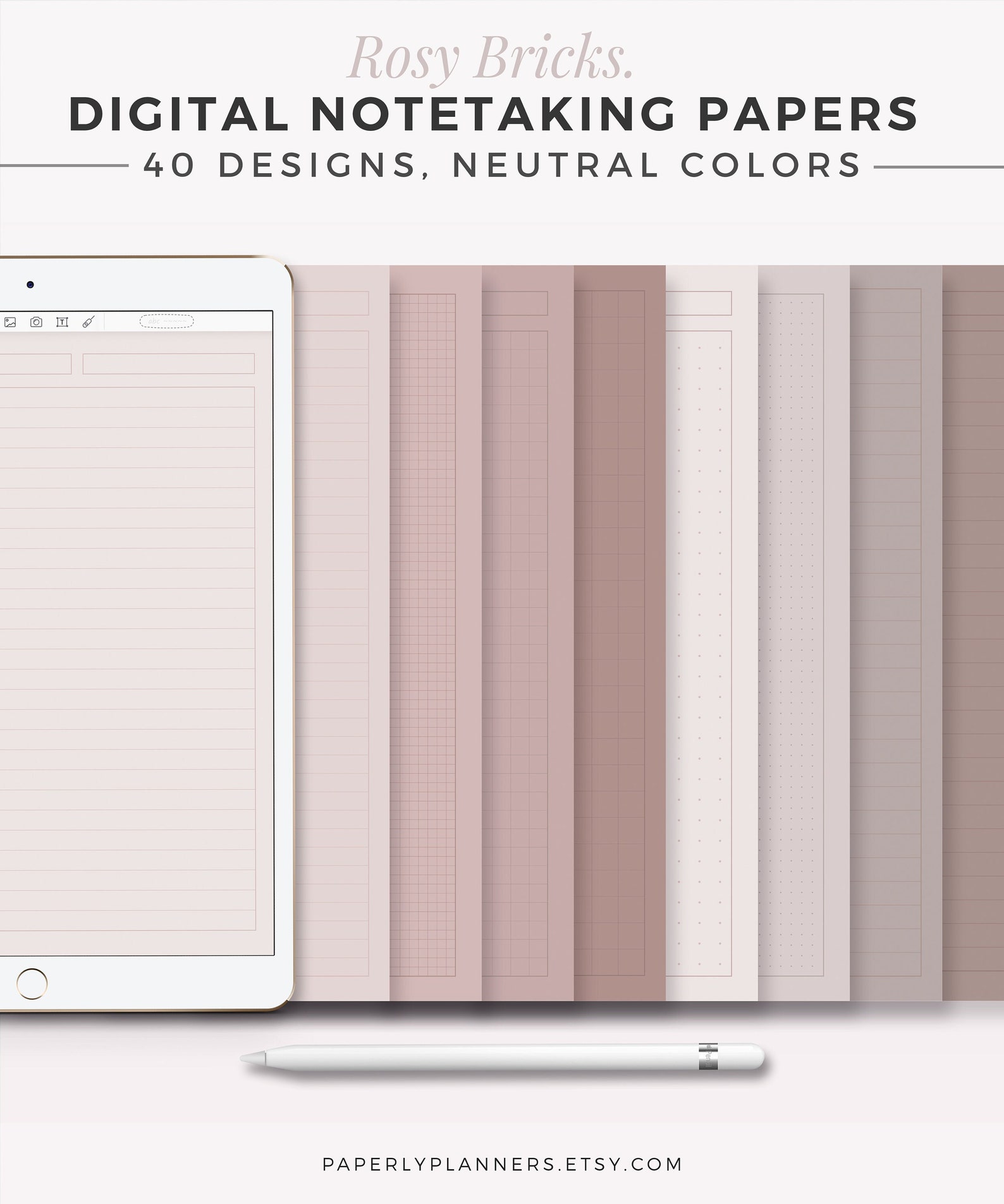 New Bricks Note ROSY BRICKS Digital Note Template | Neutral Goodnotes Template ...