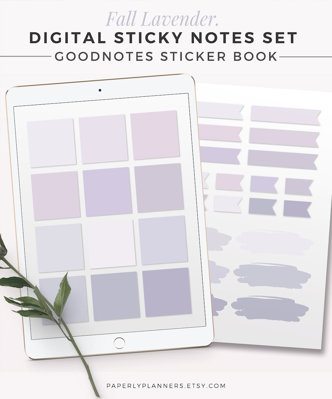 Sticker Note Lilac FALL LAVENDER Digital Sticky Notes | Goodnotes Sticker Book Edition ...