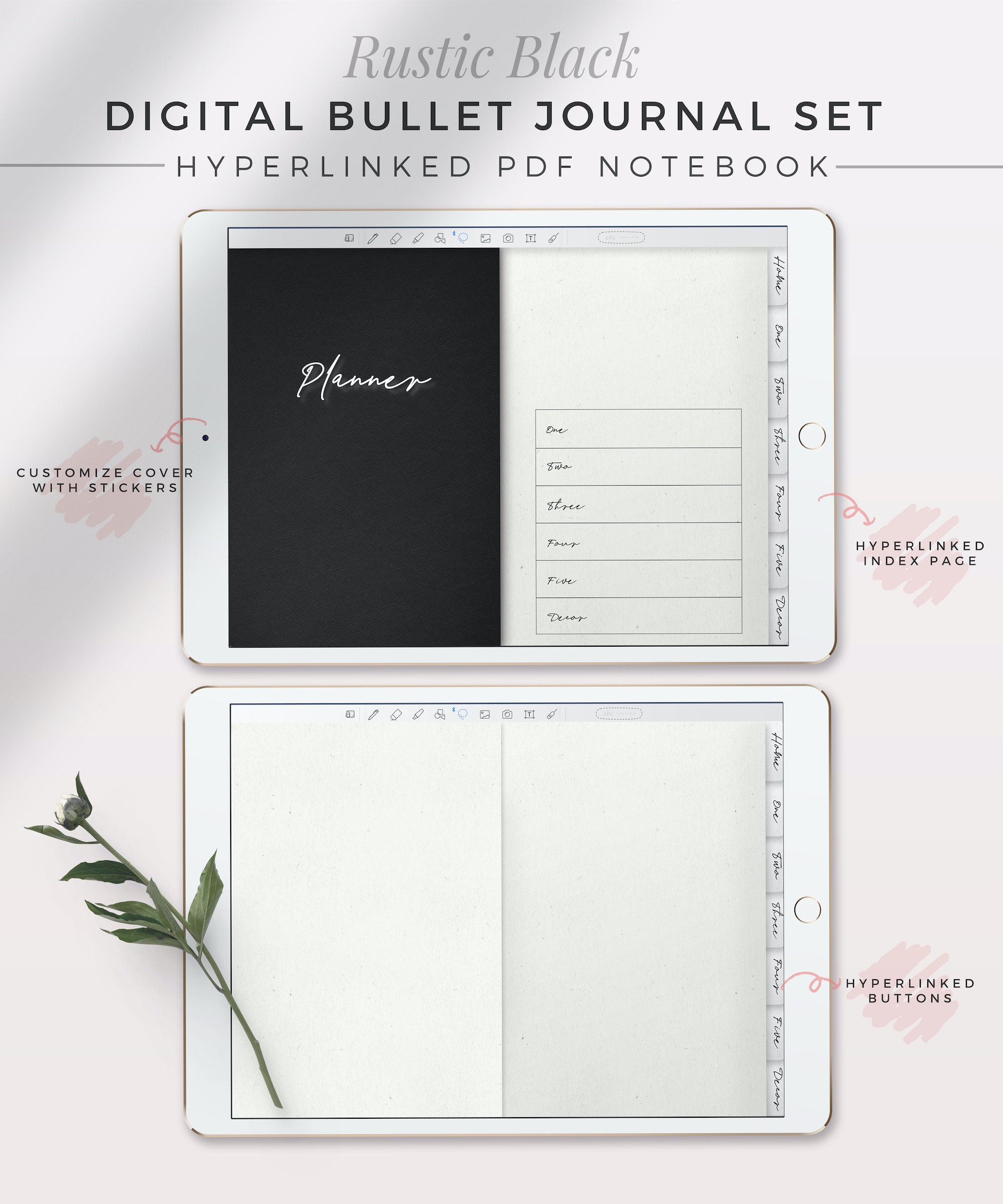 RUSTIC BLACK Digital Bullet Journal Kit | Digital Planner, iPad ...