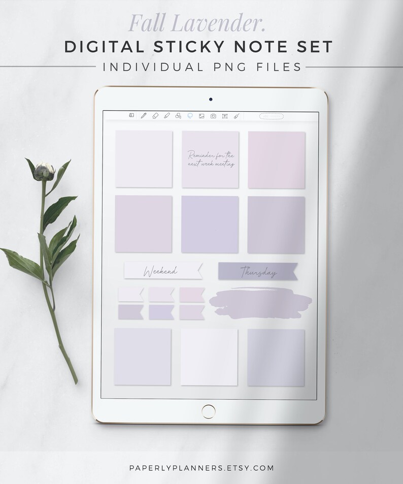FALL LAVENDER Digital Sticky Note Set | Neutral Sticky Notes, iPad ...