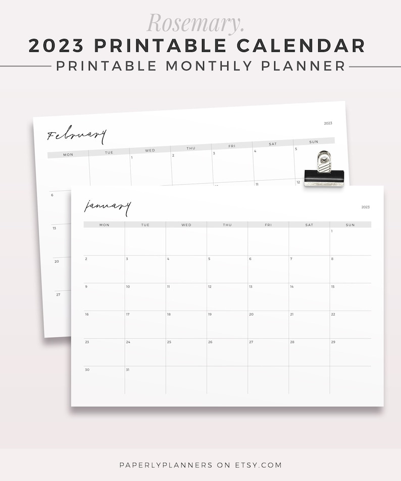ROSEMARY 2023 Calendar One Page Monthly Planner, Printable Planner