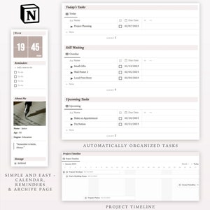 May include: A screenshot of a computer screen showing a to-do list app with a calendar, reminders, and an archive page. The app is called "Now" and has a simple, clean interface. The calendar shows the current date, and the to-do list is organized by category: Today, Still Waiting, and Upcoming. The archive page is labeled "Storage" and has a star icon next to the word "Archived".