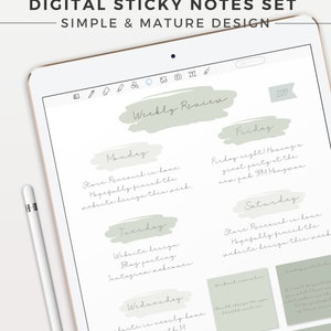 HERB GREEN Digital Sticky Notes Goodnotes Sticker Book Edition Neutral Sticky Notes, iPad Sticky Notes, GoodNotes Stickers, Notability image 4