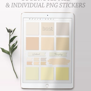 6 NEUTRAL PASTEL Digital Sticky Notes Pack Goodnotes Sticker Book Edition iPad Sticky Notes Bundle, GoodNotes Sticker Sets, Notability image 3