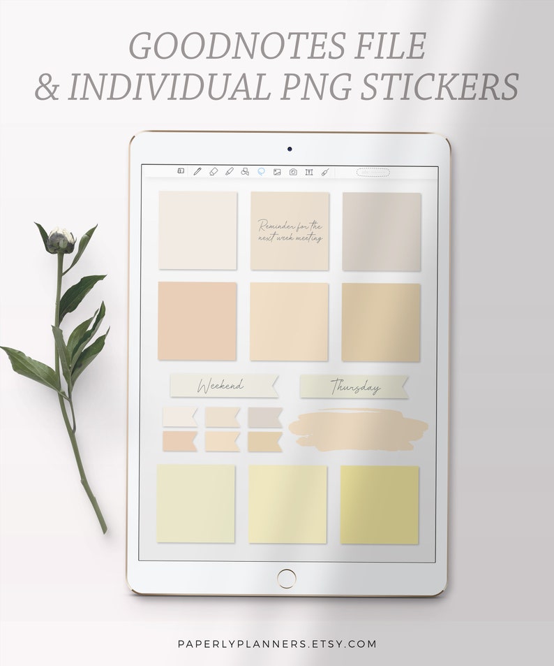 6 NEUTRAL PASTEL Digital Sticky Notes Pack Goodnotes Sticker Book Edition iPad Sticky Notes Bundle, GoodNotes Sticker Sets, Notability image 3