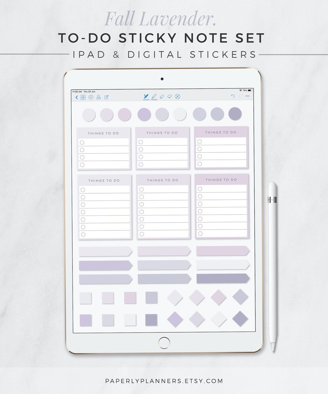 FALL LAVENDER To-do Sticky Notes | Digital Sticky Notes, Neutral iPad ...