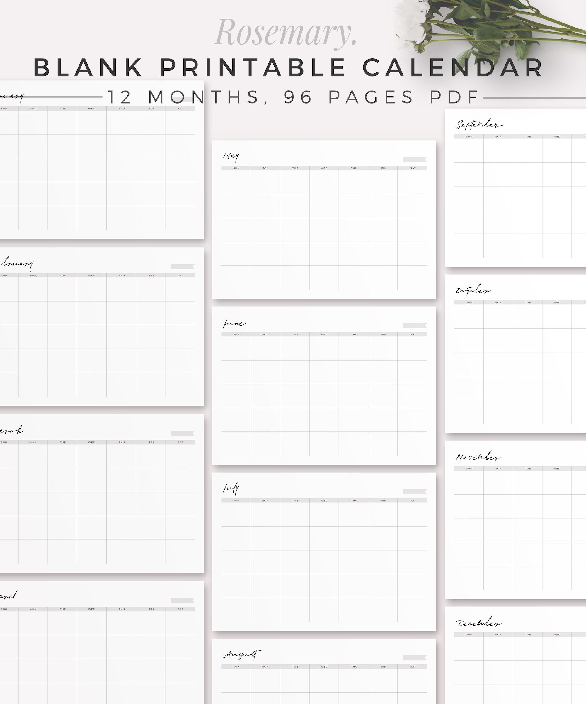 ROSMARIN Blanko Kalender Leere Kalender Eine Seite  Etsy