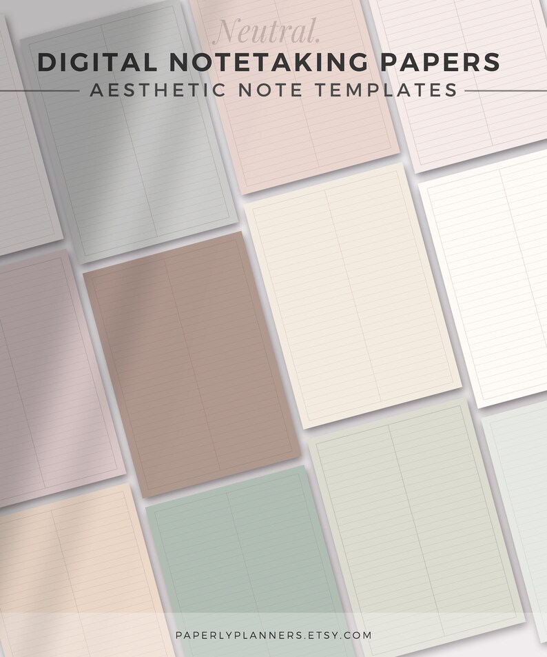 NEUTRAL Digital Note Package | iPad Note Template Bundle, Aesthetic ...