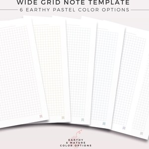 6 PASTEL Grid Note | WIDE Grid, Notebook Template, Printable Note ...
