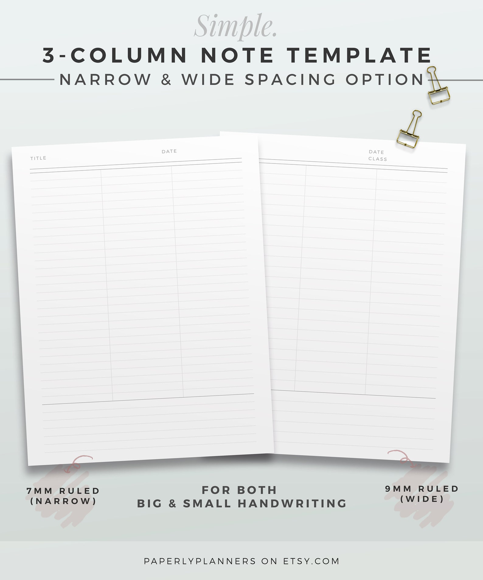 simple-3-column-note-template-a4-letter-printable-note-etsy