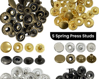 S Spring Press Studs 4 Parts Metal Snap Buttons Fasteners and Lightweight for Jackets DIY Leathercrafts Sewing Clothing Purses Bag Sewing