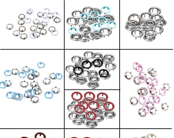 100pcs Snap Poppers Fasteners Prong Ring Press Studs for Babygrows, Bibs, Kids Wear, Clothing or DIY 9.5mm