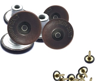 Dark Bronze 17mm Brass Jeans Button Durable Tack Fasteners with Back Pin Rivets for Clothing Repairing, Denims, Jackets, Skirts