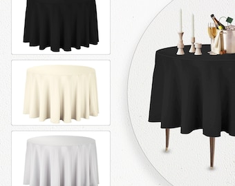 Nappe ronde en Polyester housse de table Banquet fête de mariage blanc noir ivoire vaisselle plaine décor de Table de noël