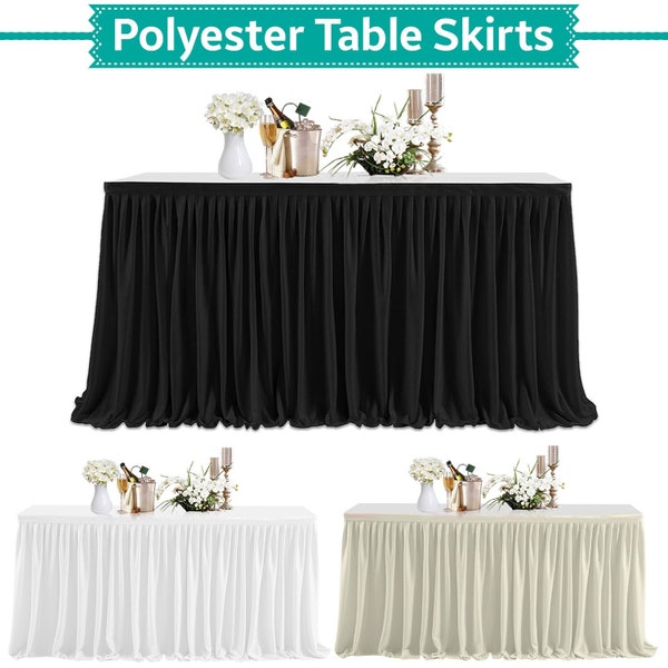 NOIR BLANC IVOIRE Nappe De Table Jupe De Table Polyester Couverture De Table Mariage, Banquet, Vaisselle De Noël