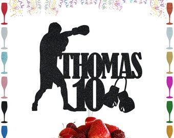 Boxing Cake Topper, Boxer Cake Topper, Boxer Birthday Decorations, Boxing Gloves Cake Topper, Personalized Birthday Any Name Age Cake Topper