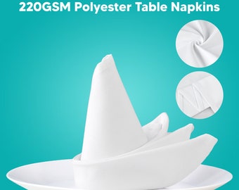 220 g/m Polyester Tischservietten, weiße Tischservietten, Esstischservietten, Hoteltischservietten für Hochzeit, Restaurant, Banketttischdekor