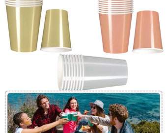 8 gobelets jetables en papier pour boissons chaudes et froides, 12 oz - 355 ml Gobelets à café pour les repas à l'intérieur et à l'extérieur, fêtes d'anniversaire