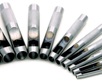 12pcs Hollow Hole Punch Tool Set Craft Leather Fabric Vinyl Gaskets Fiber Paper