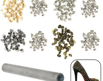 6.5mm Set of 50 Clothes Belt Leather Crafts Trimming Shop Silver//Nickle High Cone Spike Studs Rivets Spiked Studs for Punk Rock or Goth Metal Fashion Embellishment for Bag