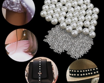 2500 Pieces Handmade Pearl Rivets Studs for Beading Crafts and DIY Wedding Decoration Garment Shoes Bag Accessories
