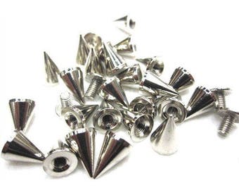 100x6.5mm Solid Brass Spike Cone Punk Studs Rivets Press Pins DIY Leather Crafts