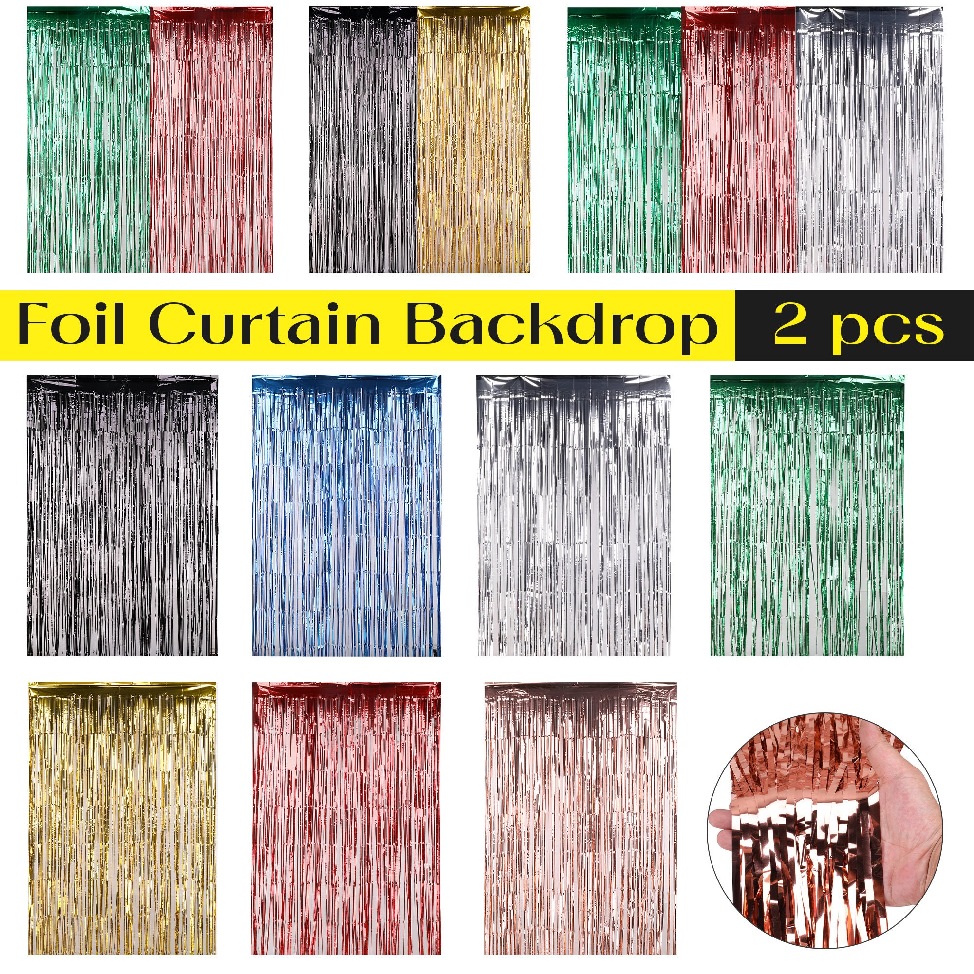 Black Fringe Curtain Backdrop 2mx1m, Black Streamer Curtains