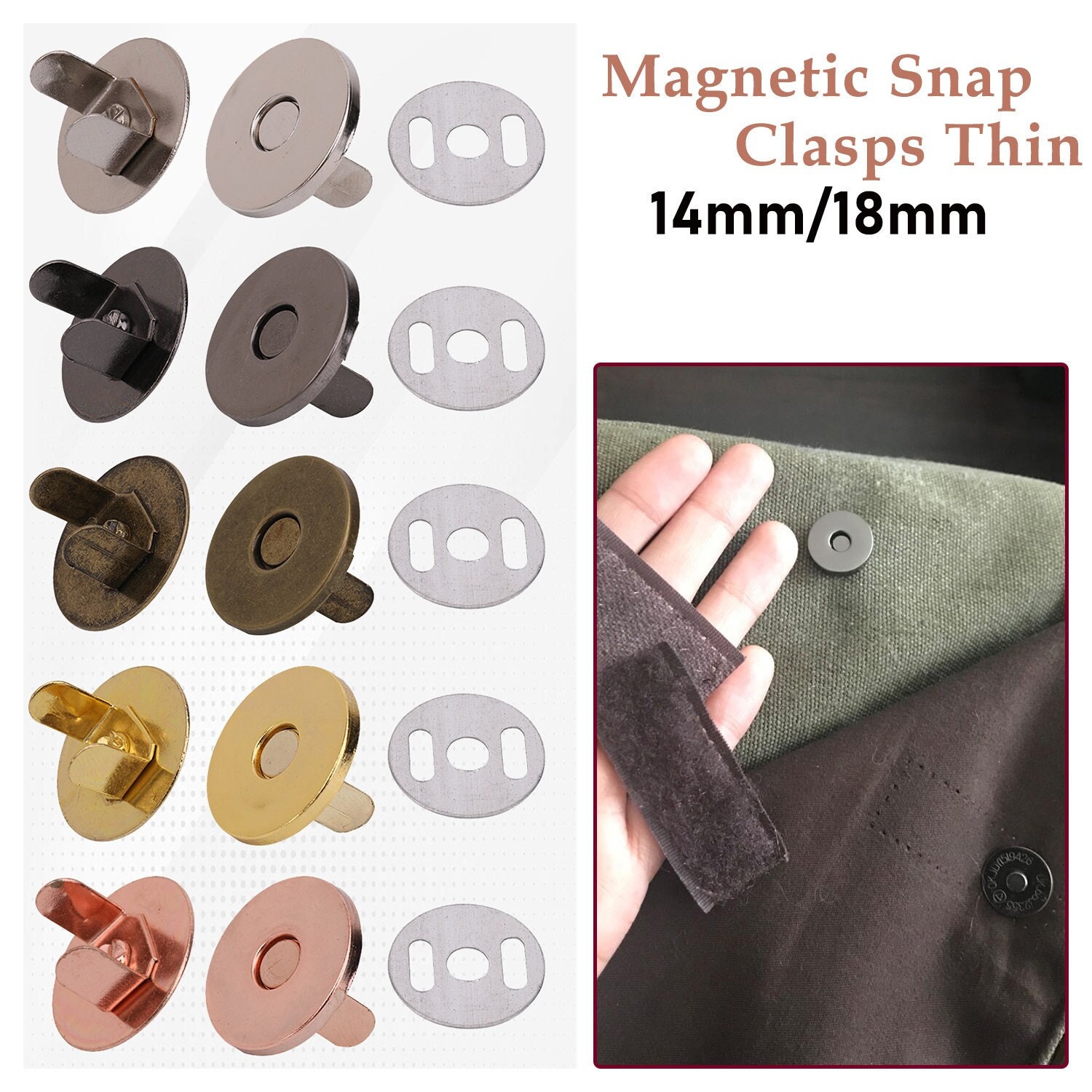 6 Pair Magnet Dark Buckle Automatic Magnetic Buttons DIY Snap