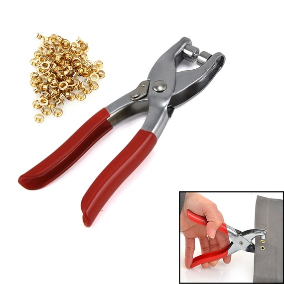Grommet Eyelet Pliers 1/5 Inch(4.5mm) Eyelet Hole Punch Pliers with 100pcs  Gold Metal Eyelets, Leather Eyelet Pliers Eyelets for Fabric