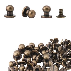 8mm Chicago Screws Rivets Round Head Screw Back Studs for Purse Wallet Handbag Shoes Leather Craft Clothes Belt Strap Embellishment 50 pcs Bronze