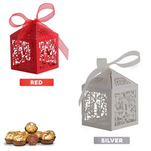 Cajas de regalo de 50/100 piezas, cajas de recuerdo cortadas con láser para chocolates, corazón hueco de San Valentín para sorpresa, imagen 4