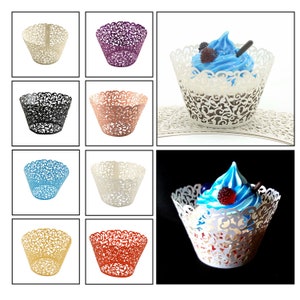 Bake Cake Paper Cups Little Vine Lace Laser Cut Liner Cupcake Wrappers Baking Cup Muffin Holder Case for Wedding Birthday Party Decoration