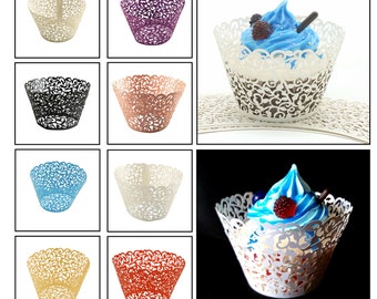 Bake Cake Paper Cups Little Vine Lace Laser Cut Liner Cupcake Wrappers Baking Cup Muffin Holder Case for Wedding Birthday Party Decoration