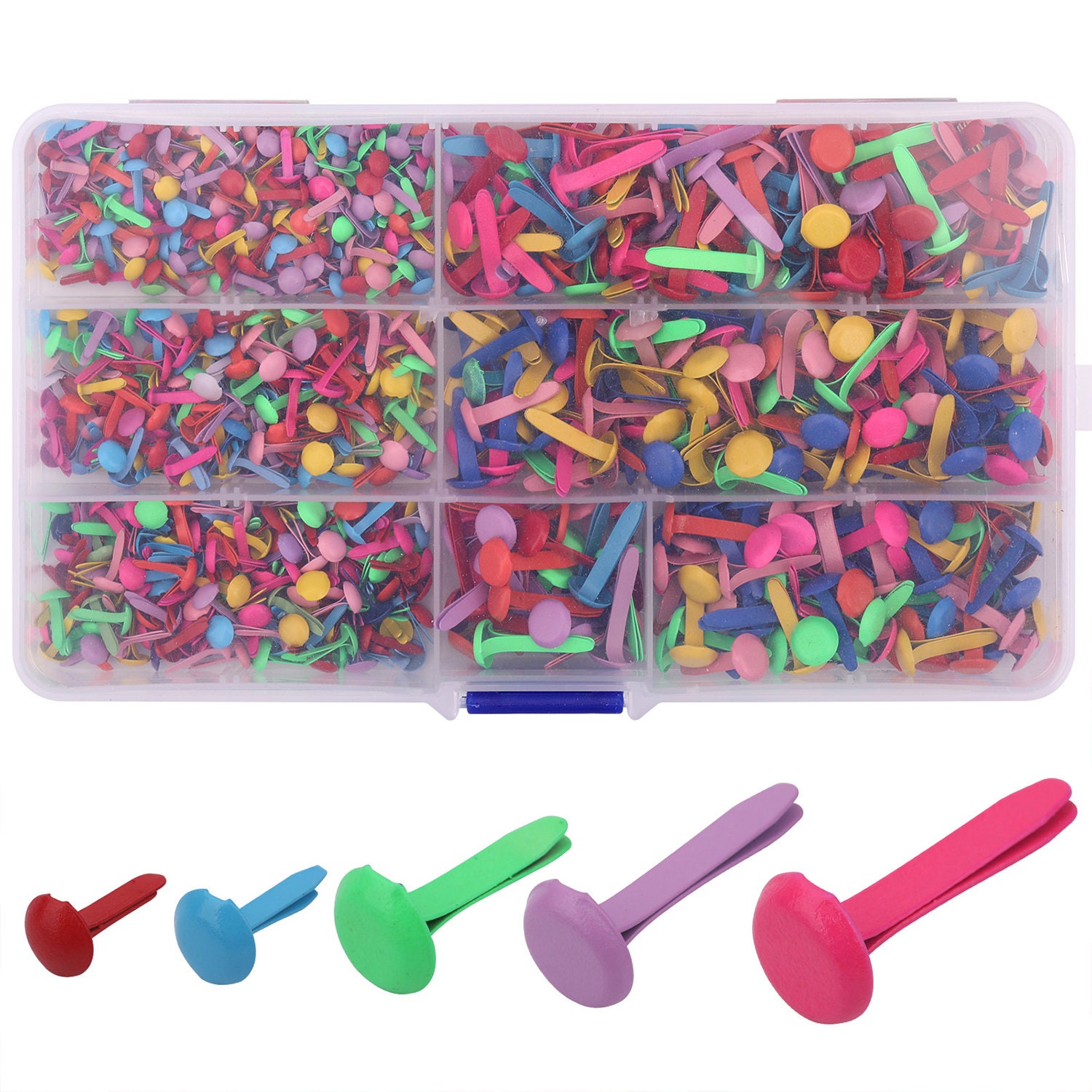 320 Pcs Split Pins Scrapbooking Brads Round Colorful Metal Pastel