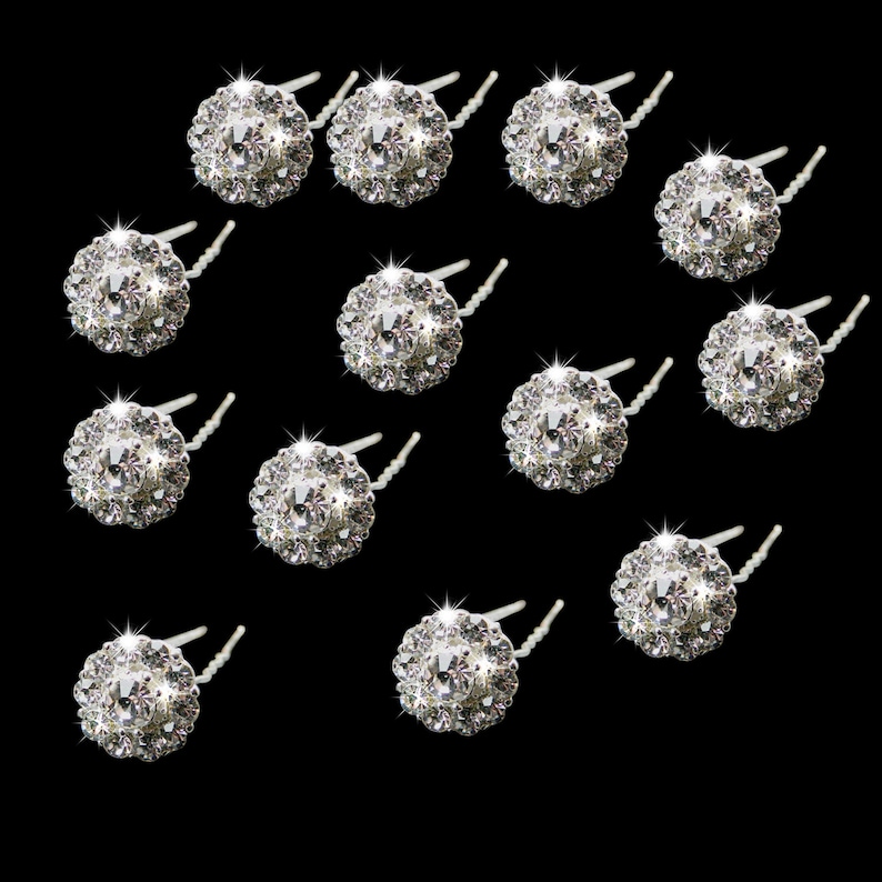 10pcs Diamante Rhinestones Clear Crystal Bridal Hair Pins Wedding Prom Hair Pins Clips Diamante Sparkle Wedding Bridesmaids Rhinestone image 5