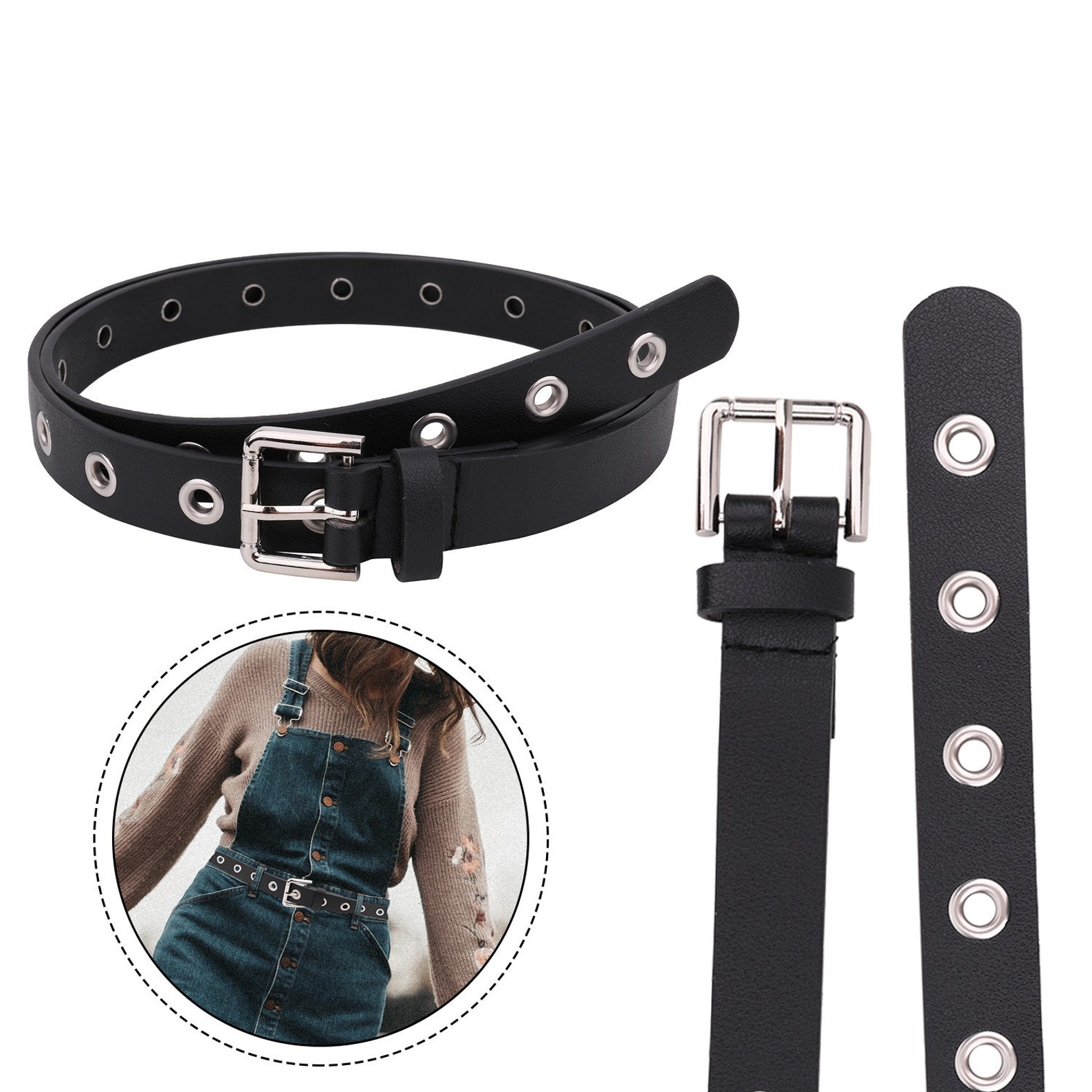 Eyelet Grommet Studded Waist Belt 25mm Wide PU Leather Etsy