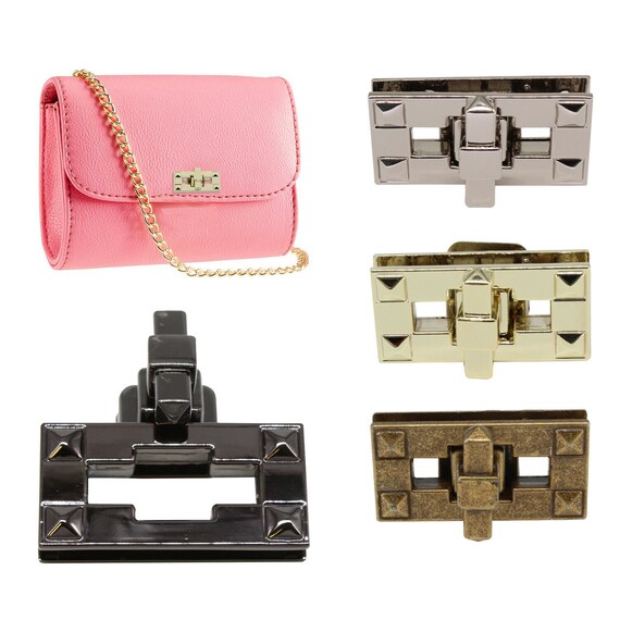 Rectangle Leather Bag Handbag Purse Turn Twist Lock Closure Catch Clasp DIY Rectangle Leather Bag Handbag Purse Turn Twist Lock Closure Catch Clasp DIY