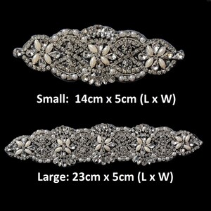 14 x 4cm Crystals Rhinestone Diamante Sew on Applique Patch Motif Bridal Dress 