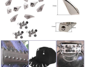 11 x 10mm Silber Drachen Klaue Kegel Spike Bolzen mit Schwarzen Schrauben für Jacken Leder Handwerk, 10, 20 & 50 Stücke