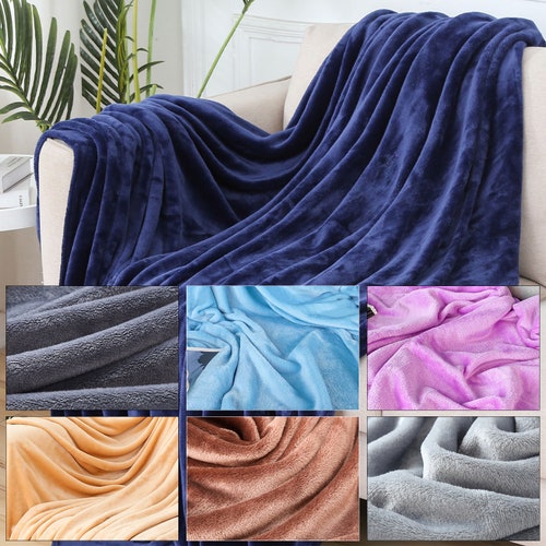 Solid Color Flannel Ultra Soft Plush Blanket Velvet Warm Fleece Bed Sofa Baby 