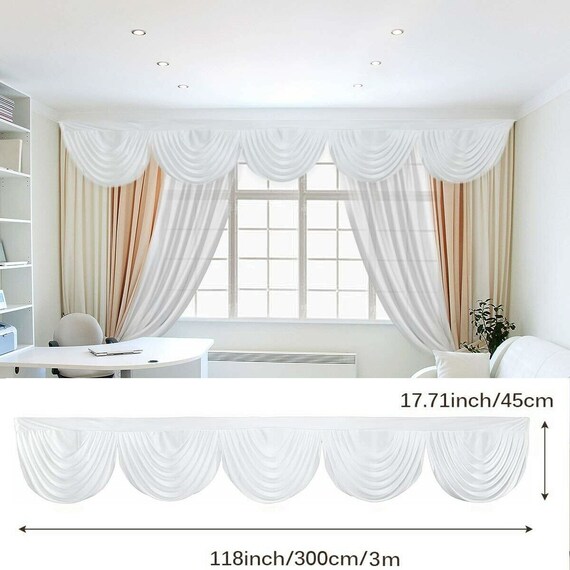 Backdrop Swags 3 Metres Plain Silk Voile Detachable Swag Stage Window Wedding 