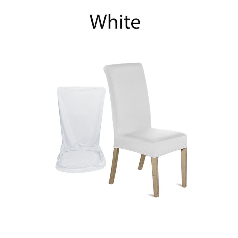Stretch Chair Covers Short Style Spandex Dining Removable Chair Cover Washable Wedding Banquet Home Decor Seat Slipcover Baby Shower White