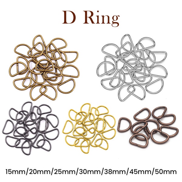 20pcs Metal D Ring Nickel Plated Semi-Circular Rings Non-Welded Loop Buckles for Bag Webbing Strap, Dog Collars, Handbag Purse, Backpack