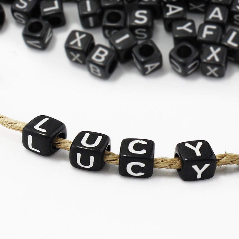 Alphabet Square Beads Acrylic Letters For Name Bracelets Art Etsy