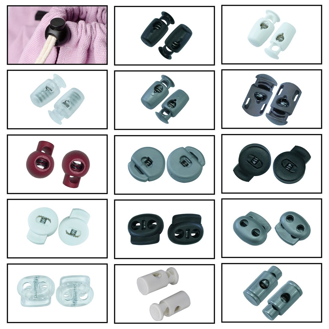 Plastic Cord Locks Drawstring Locks, Spring Toggle Stoppers Fastener