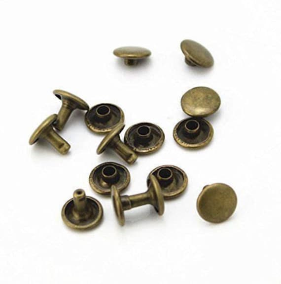 100 Sets 12mm x 10.5mm Leather Crafting DIY Projects Tubular Metal Studs for Clothing Repair /& Replacements Sewing Gold Trimming Shop Double Cap Rivets