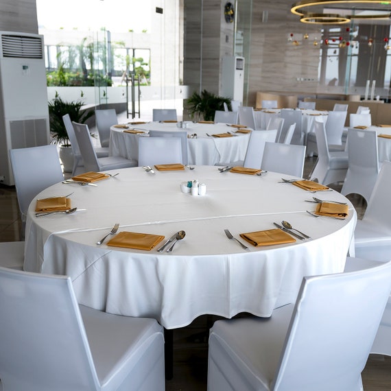 Plain Polyester Table Housse en tissu Banquet Anniversaire Mariage Événement salle à manger Parti